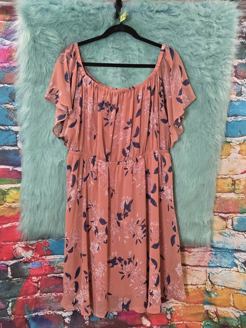 Torrid Rose And Blue Floral Ruffle Sleeve Dress Size 2